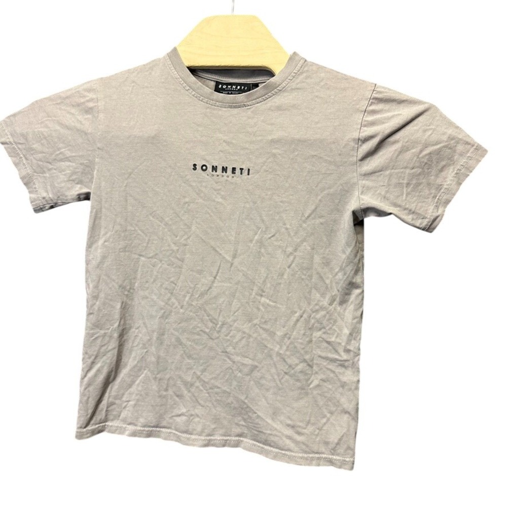 Sonneti London Mens Grey Short Sleeve Graphic Logo T-Shirt Size Medium Cotton